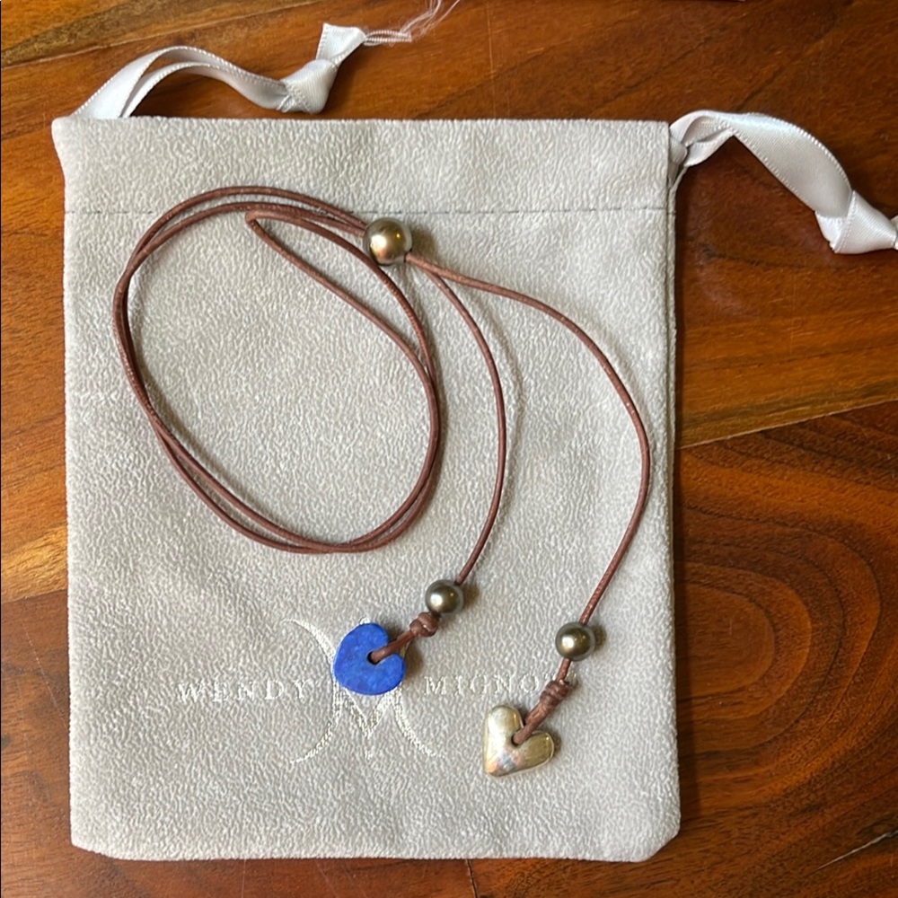 Wendy Mignot Blue and Silver Heart Necklace